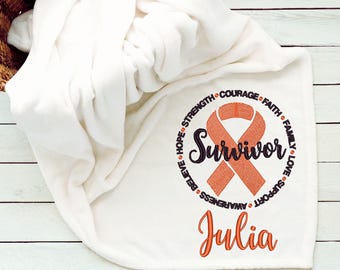 Personalized Cancer Awareness Blanket, Leukemia Support Gift