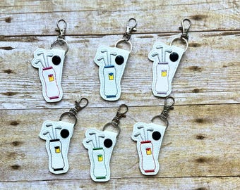 Golf Bag Keychains Bulk Order, Golf Team or Tournament Gifts, Faux Leather Keychain Favors
