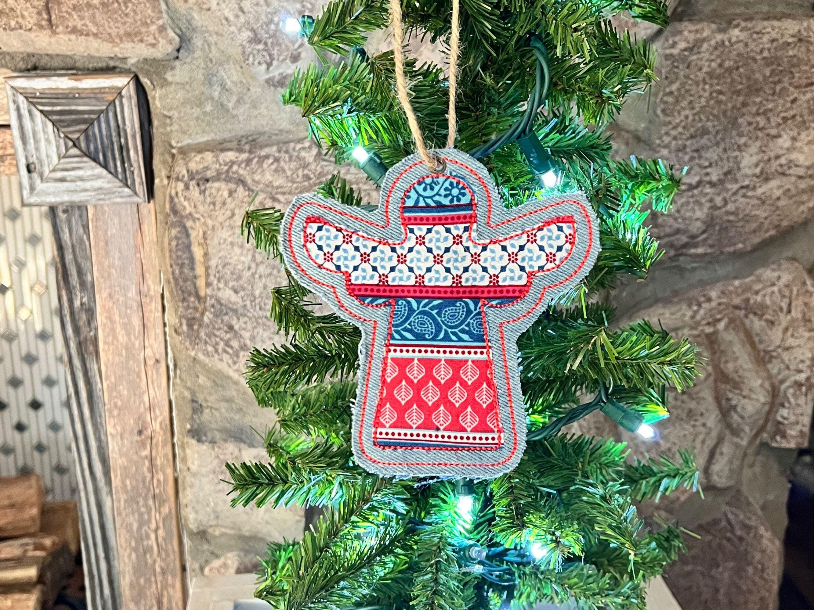 デニムエンジェルクリスマスオーナメント：素朴な農家風デコレーション