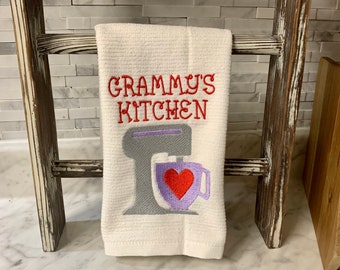 Grammy's Kitchen Embroidered Dish Towel Mother's Day Gift For Grandmother Birthday Present For Mom Gift For Bakers Retro Kitchen Home Decor