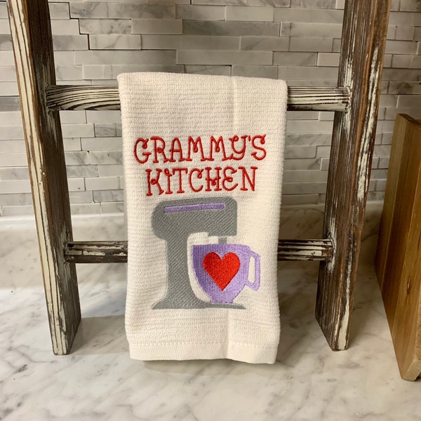 Grammy's Kitchen Embroidered Dish Towel Mother's Day Gift For Grandmother Birthday Present For Mom Gift For Bakers Retro Kitchen Home Decor