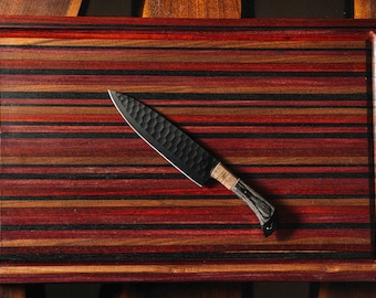 Cutting Board Large Striped Bright Colors Purpleheart, Wenge, Padauk, Black Walnut