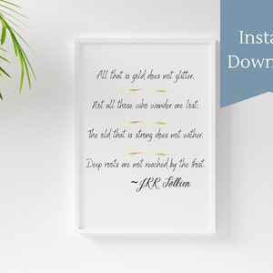 J.R.R. Tolkien printable wall art, inspirational quote, wall decor