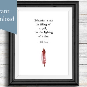 W.B. Yeats printable wall art-red, Homeschool room decor, Inspirational homeschool printable