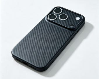 Carbon Fiber iPhone Case – Matte Black, Minimalist Design (iPhone 14-17)