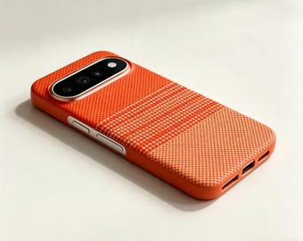 Google Pixel 11 Woven Texture Case | Red-Orange Gradient, Exposed Sides (Snap-On Cover)