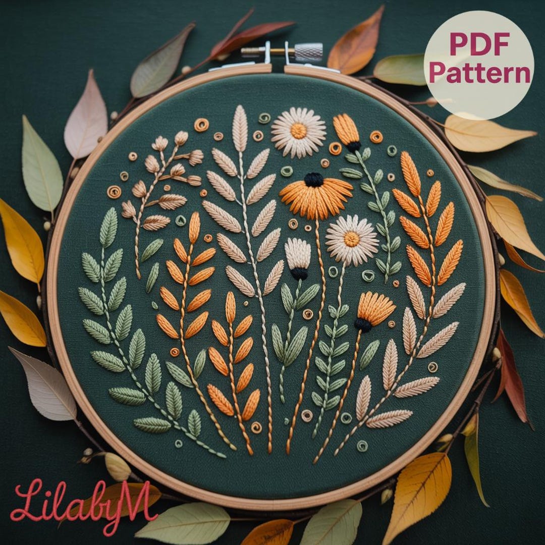 Autumn Garden Embroidery Hoop – Hand Stitched Botanical Wall Art - PDF ...