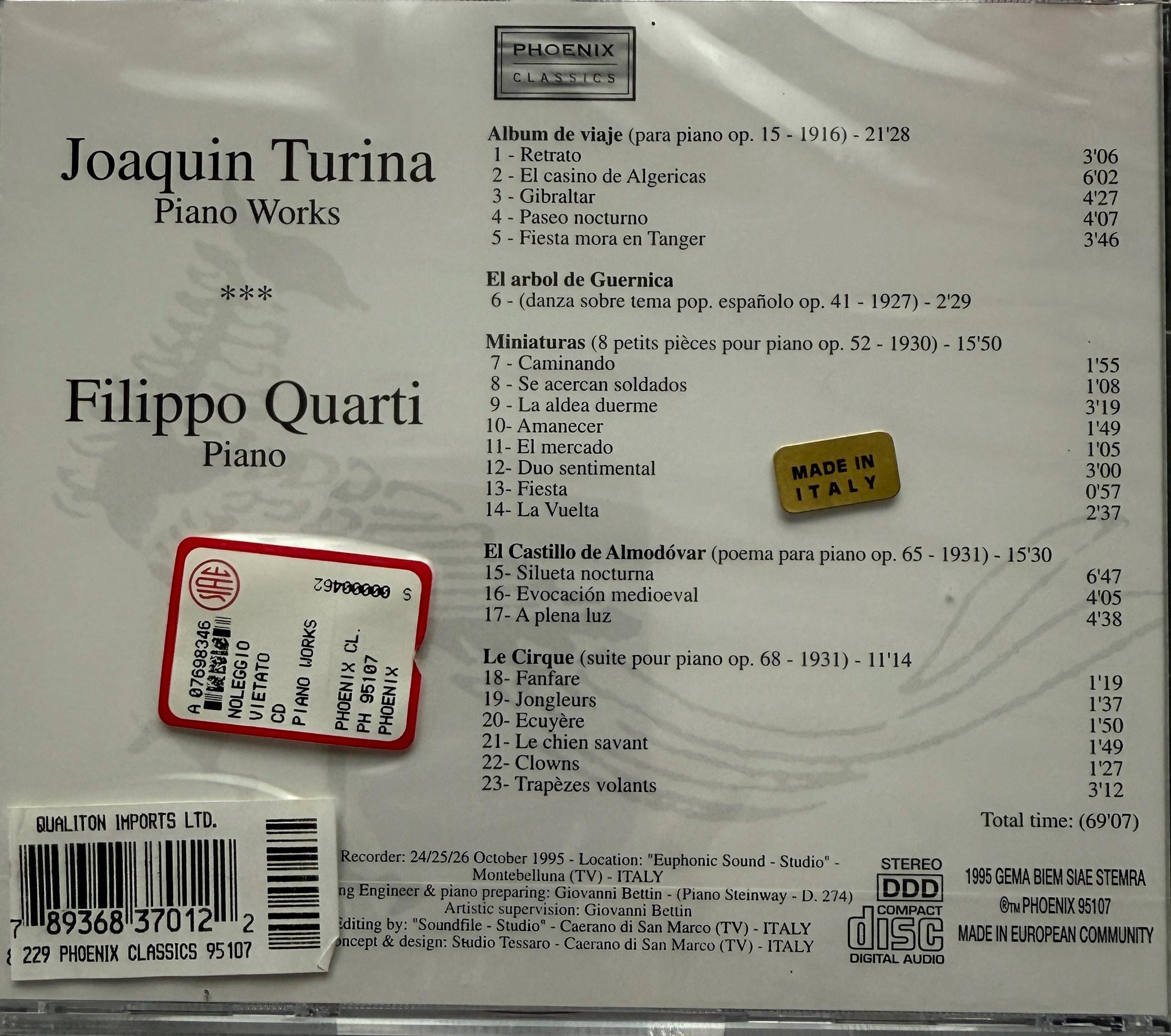 Filippo Quarti, Piano Works by Joaquin Turina (audio CD) New and