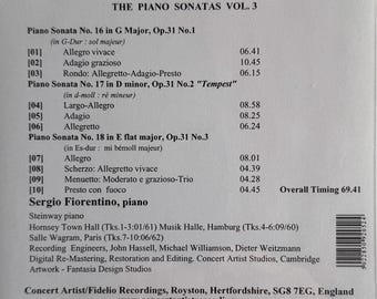 Sergio Fiorentino, the Beethoven Sonatas Vol. 3, CACD 9205-2