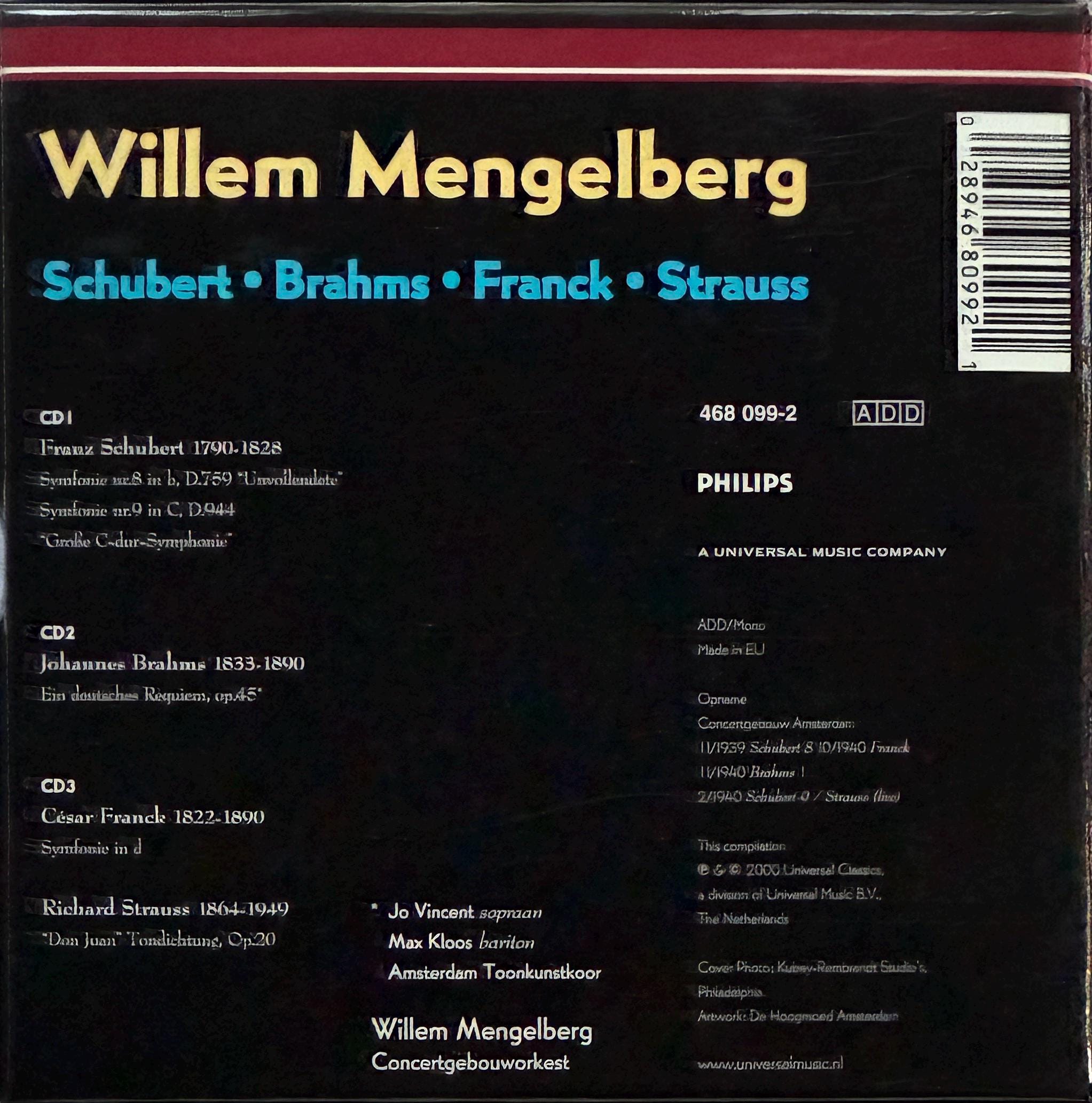 Willem Mengelberg, Dutch Masters Volume 60, Philips Box Set ( 3 X