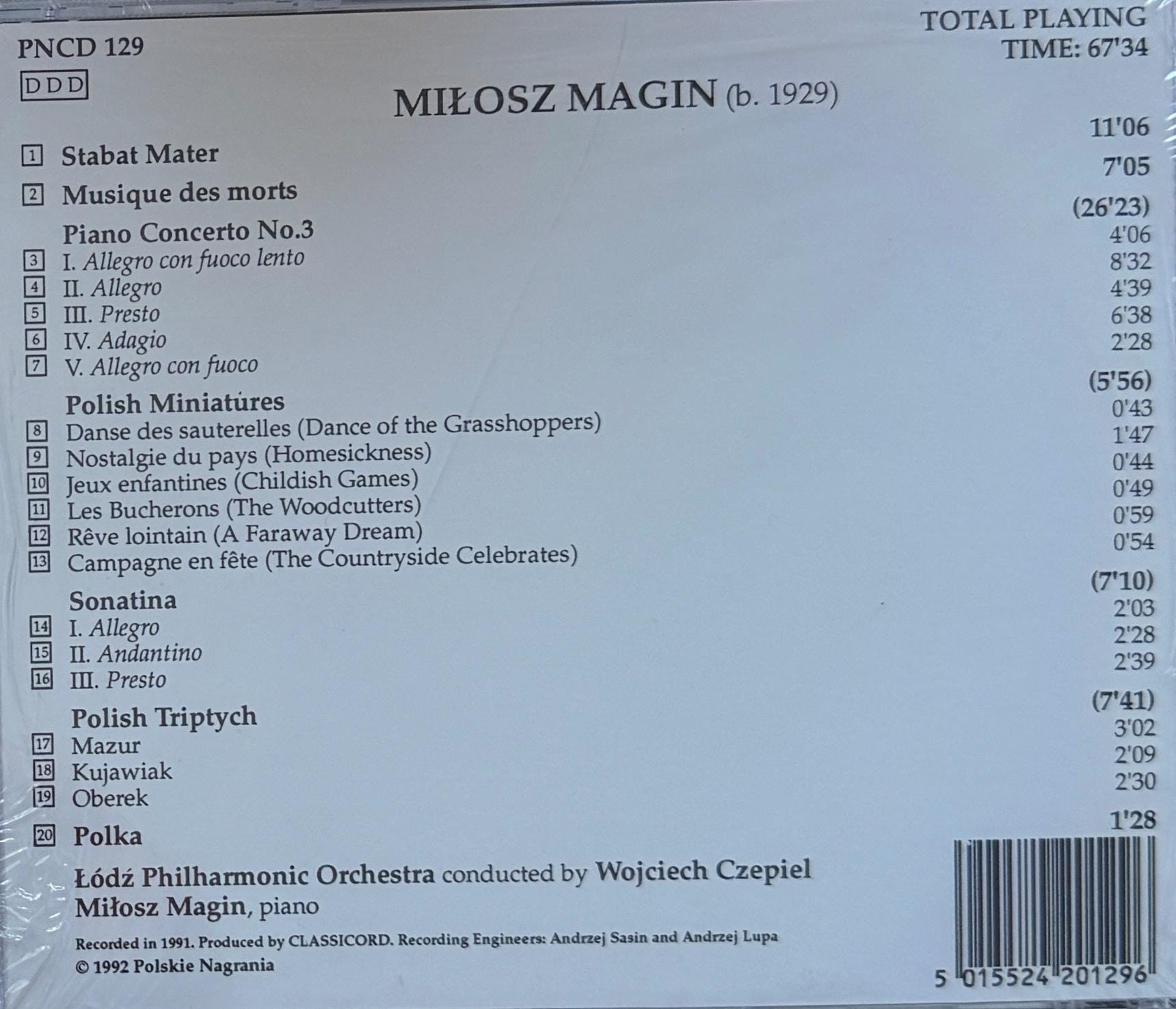 Milosz Magin, Stabat Mater,musique Des Morts, Piano Concerto N 3