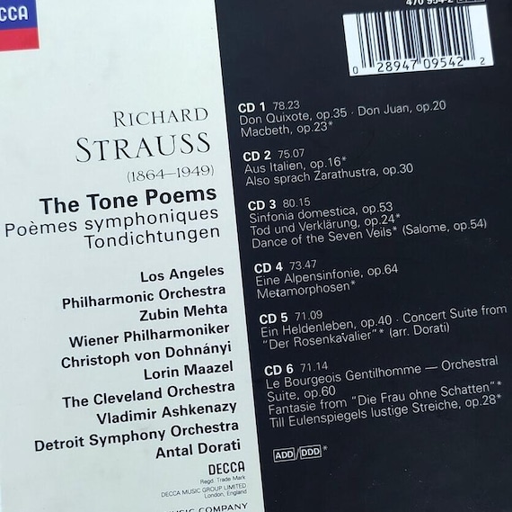 Richard Strauss: Complete Tone Poems, Decca Box Set ( 6 X Audio CD