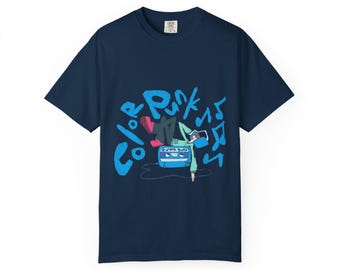 Y2K Graphic Tee – Hip-Hop Streetwear T-Shirt, Oversized Comfort Colors Shirt, Retro 2000s Style, Unisex Street Fashion Top, blue version