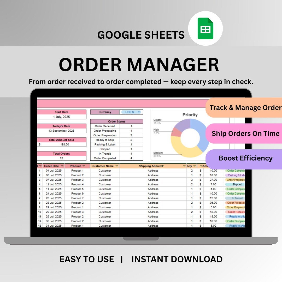 Order Tracker Spreadsheet Google Sheets| Small Business Status ...