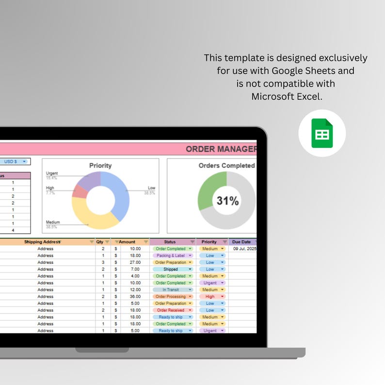 Order Tracker Spreadsheet Google Sheets| Small Business Status ...