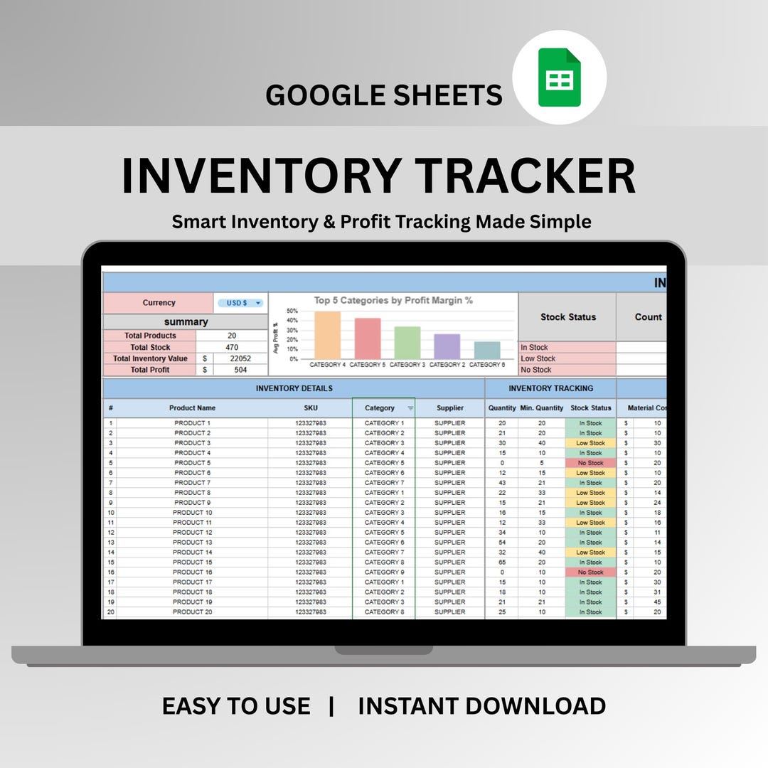 Inventory Tracker Template Spreadsheet Small Business, Inventory Stock ...