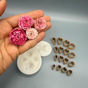 Mini Peony Petal Cutter Set, Polymer Clay Flower Cutters for Earrings & Botanical Flowers image 11
