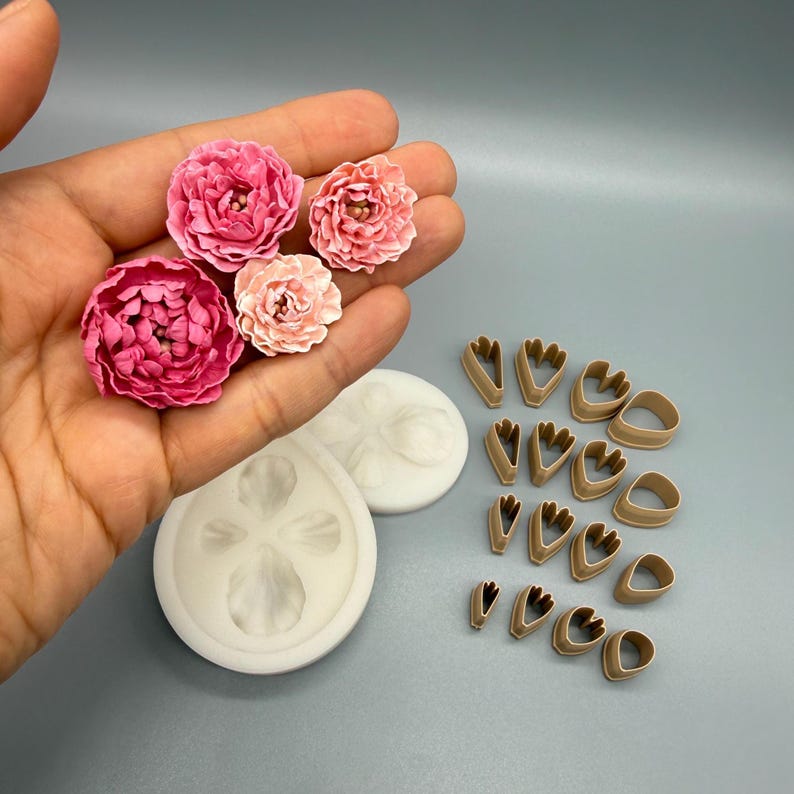 Mini Peony Petal Cutter Set, Polymer Clay Flower Cutters for Earrings & Botanical Flowers image 11