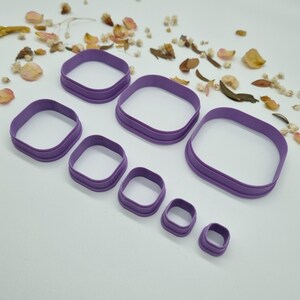 Rounded Square Basic Polymer Clay Cutters, Rectangular Clay Cutter Starter Set, Basic Shape Sharp Clay Cutters, 0.3 mm Cutting Edge image 4