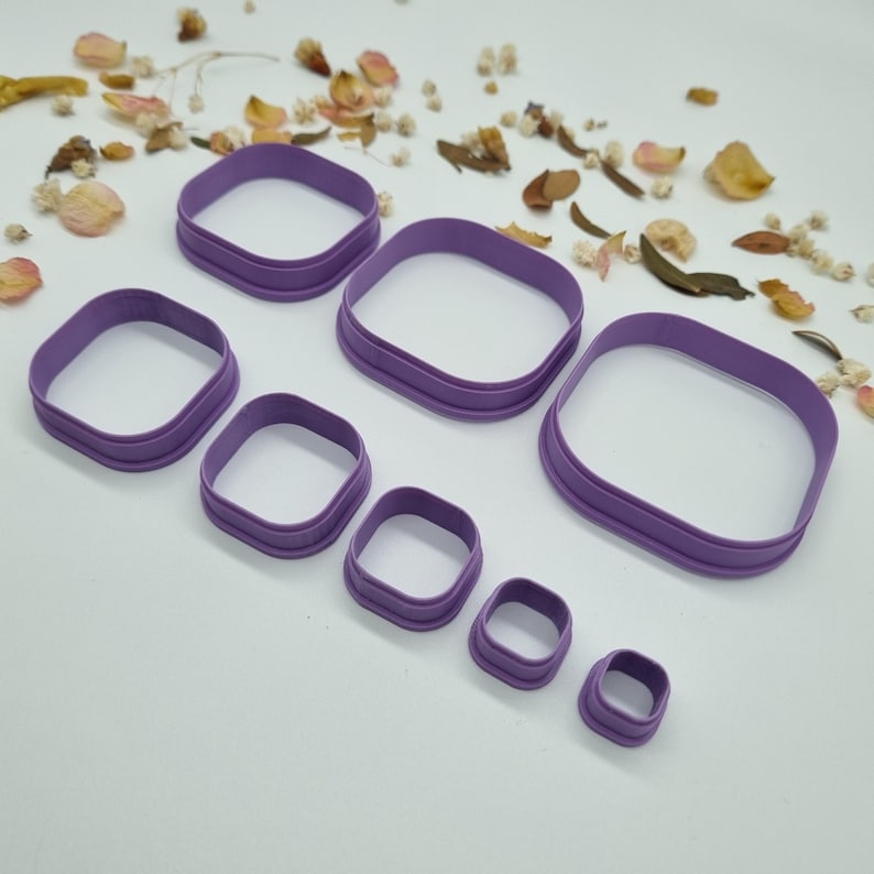 Rounded Square Basic Polymer Clay Cutters, Rectangular Clay Cutter Starter Set, Basic Shape Sharp Clay Cutters, 0.3 mm Cutting Edge image 4