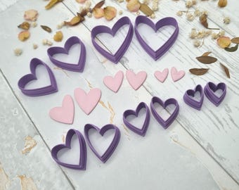 Asymmetrical Hearts Clay Cutters, Hearts Mirror Set Clay Cutter Set, Sharp Cutting Edge 0.3 mm, Valentines Cutters