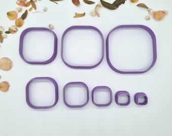 Rounded Square Basic Polymer Clay Cutters, Rectangular Clay Cutter Starter Set, Basic Shape Sharp Clay Cutters, 0.3 mm Cutting Edge