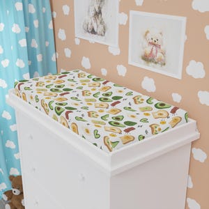 Avocado Print Baby Changing Pad Cover: Modern Nursery Decor