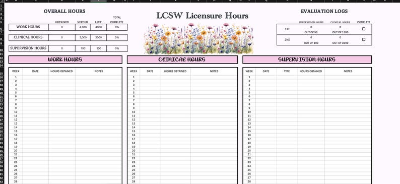 LCSW Licensure Hours Tracker and Log | Digital Social Work Licensure ...