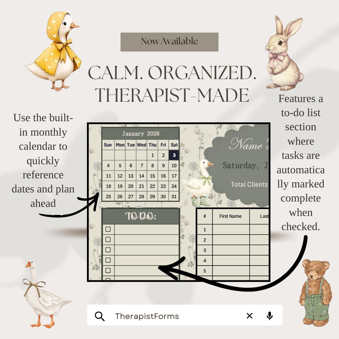 Woodland Caseload Tracker | Cozy Excel Planner for Therapists - Etsy