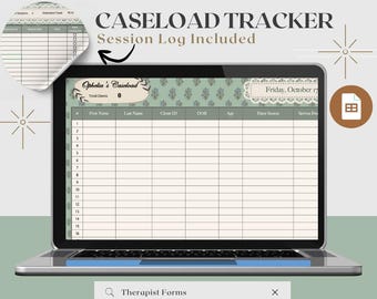 Vintage caseload-tracker | Spreadsheet therapeutcliëntlog | Counseling organisator | Excelblad maatschappelijk werker | Sjabloon therapiepraktijk