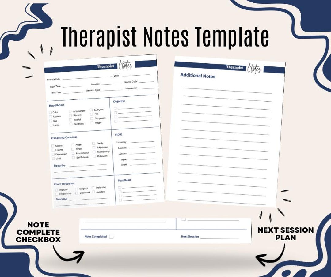 Therapist Notes Template | Printable Therapy Progress Note Form ...