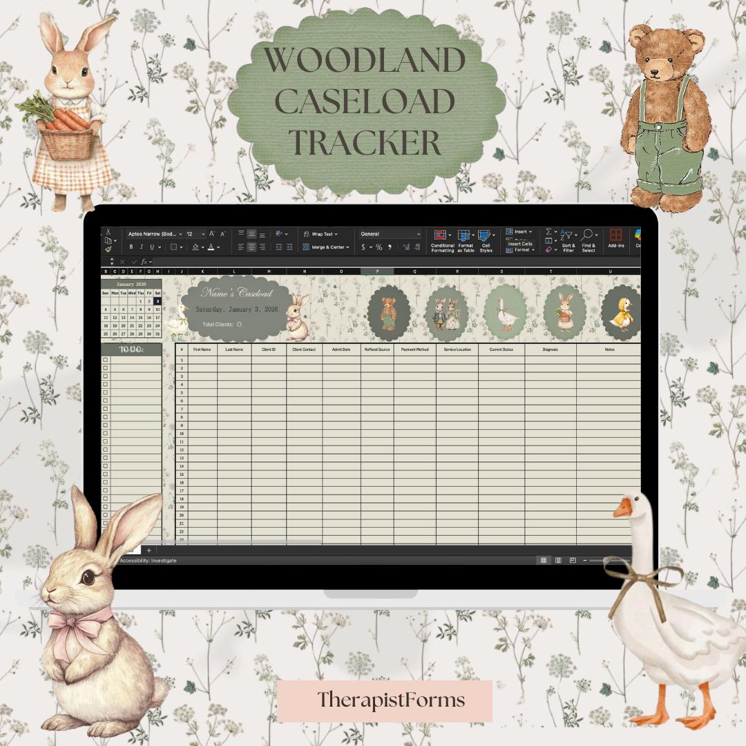 Woodland Caseload Tracker | Cozy Excel Planner for Therapists - Etsy