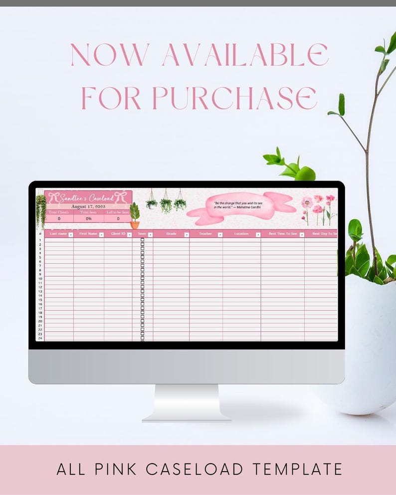 All Pink Caseload Tracker | Excel Template - Etsy