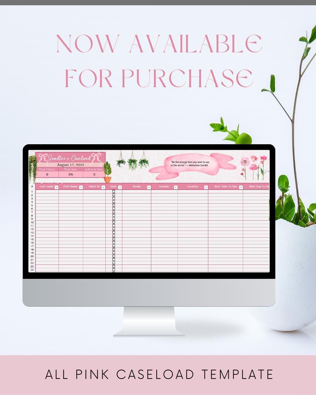 All Pink Caseload Tracker | Excel Template - Etsy