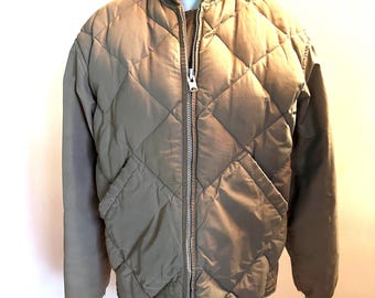 Chaqueta acolchada "Bauer Down" de Eddie Bauer, años 50, resistente a la ventisca. Chaqueta acolchada con acolchado de rombos. Heritage Outdoor Gear. Fabricada en EE. UU. para hombre. Talla S.