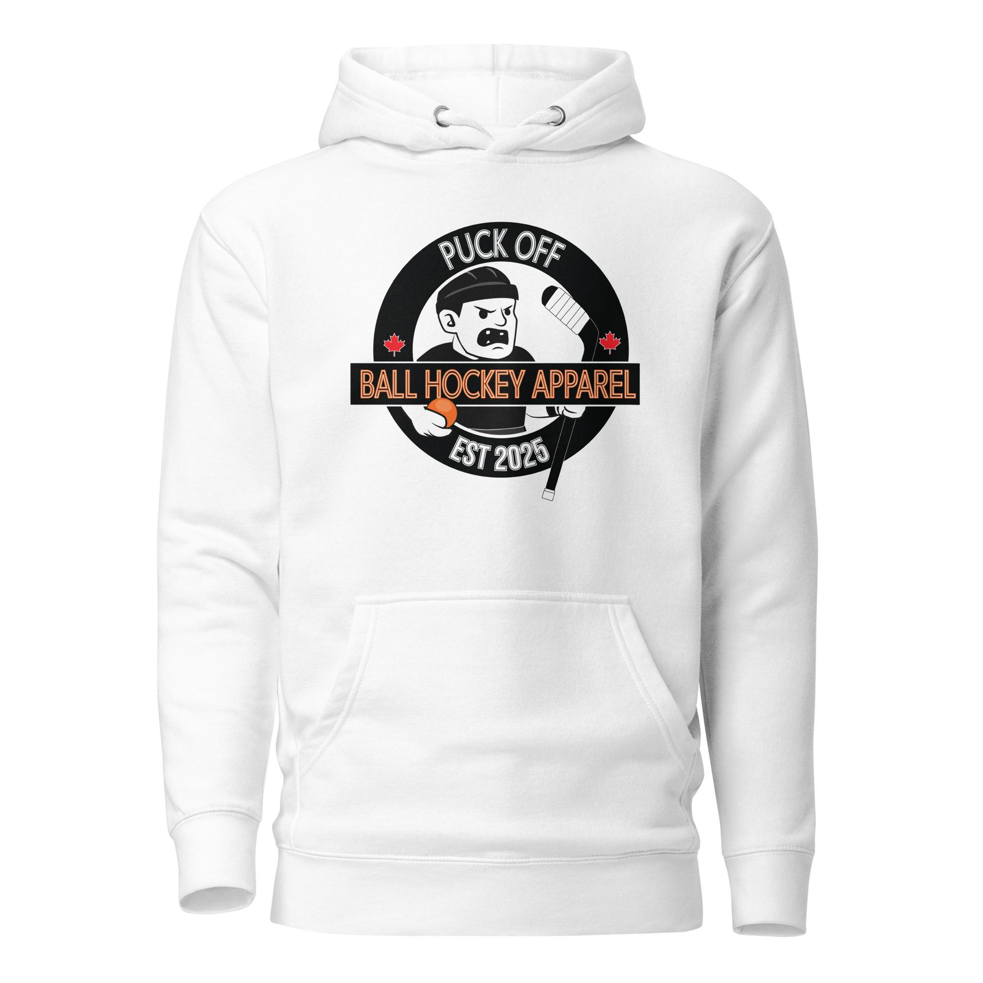Ball Hockey Hoodie: Puck off Mascot Logo, Beer League Gift