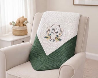 Manta de bebé bordada con pato personalizada