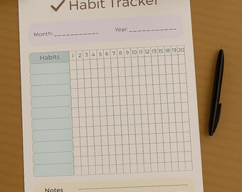 Rastreador de hábitos para impressão – Rastreador de hábitos diário e mensal