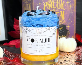Coraline Halloween Candle: Spooky Soy Wax with Lemon, Amber & Raspberry