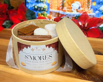 Fondants pour cire de soja S'mores | parfums à la guimauve grillée et au caramel salé | Coffret cadeau parfum d'ambiance de Noël