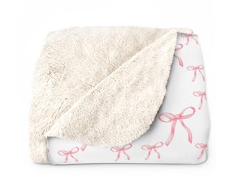 Pink Bow Sherpa Fleece Blanket