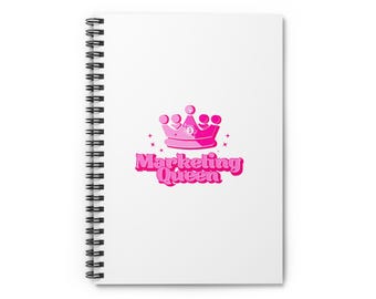 Marketing Queen Spiral Notebook - Ruled Line, Perfect for Note-Taking, Gifts, Journaling, School Supplies, Pink Crown Design