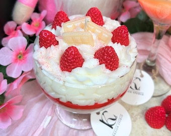 Red Velvet Berry Dessert Candle – Strawberry & Vanilla Bakery Scent, Ice Cream Vessel, Valentine Gift