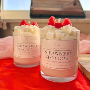 Strawberry Shortcake Candle — Sweet Berry Scented Soy Wax, Dessert Inspired Gift