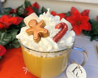 Christmas Hot Chocolate Candle: 18oz Soy Wax Mug, S'mores & Peppermint