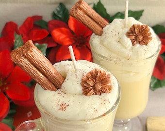 Coquito Candle: Vanilla, Salted Caramel, Cinnamon - 8oz Soy Wax Holiday Candle