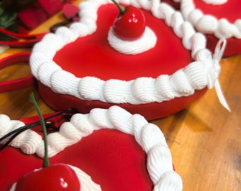 Herzförmige Kuchen Armband-Tasche, Valentinstag Mini Geldbörse, niedliche rote Reißverschluss-Handgelenk-Tasche