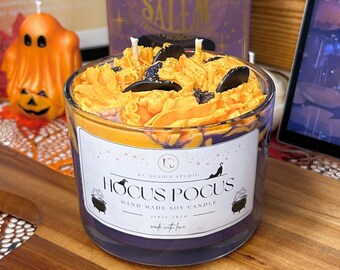Hocus Pocus Inspired Candle – Halloween Witch Candle | Black Cherry & Vanilla Pumpkin Marshmallow | 16oz Soy Candle | Spooky Fall Home Decor