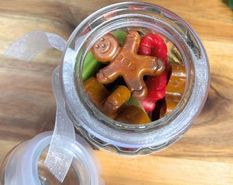 Jolly Christmas Wax Melts in Candy Jar | Gingerbread, Peppermint & Holiday Scents | Festive Gift for Candle Lover