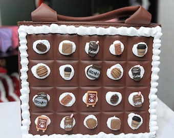 Kawaii Chocolate Bar Purse: Dessert Crossbody Bag with Charms